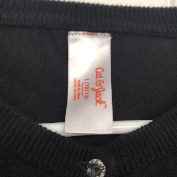 Cat n jack in great shape Sz 10-12 black button down light weight sweater girls - Picture 2 of 3
